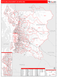 Seattle-Tacoma-Bellevue Metro Area Wall Map Red Line Style